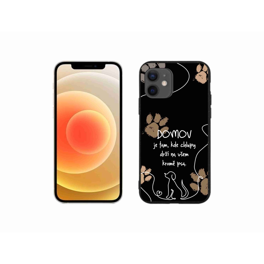 Gélový kryt mmCase na iPhone 12 mini - psí motív čierne pozadie