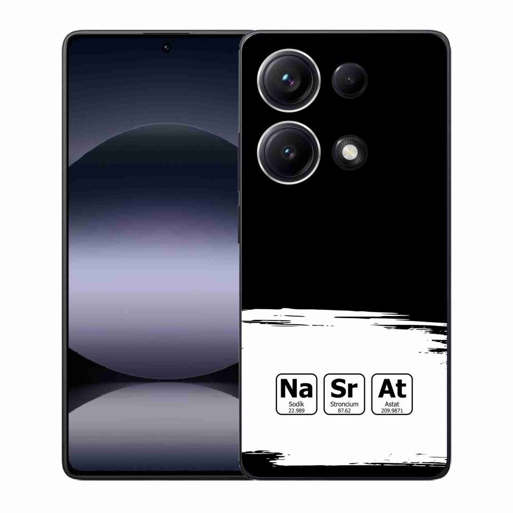 Gélový kryt mmCase na Xiaomi Redmi Note 14S - chemické prvky bieločierne pozadie