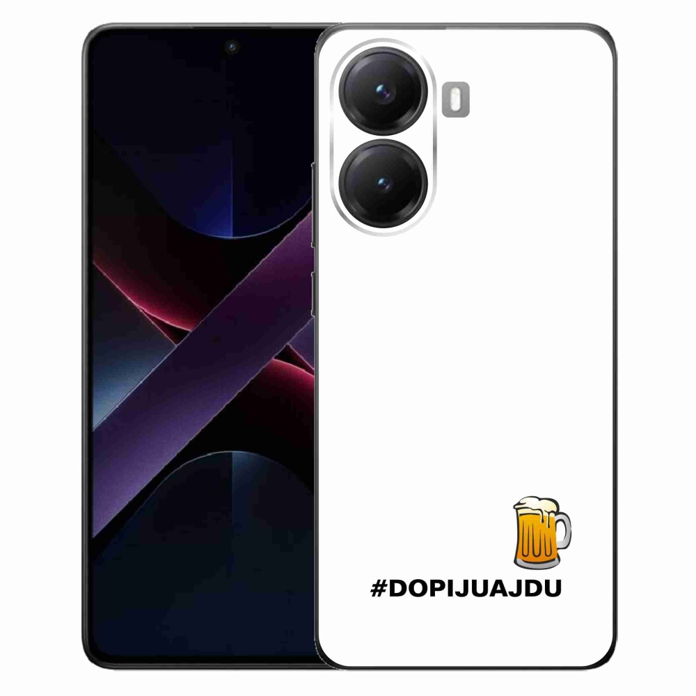 Gélový kryt mmCase na Xiaomi Poco X7 Pro 5G - pivný motív 1 biele pozadie