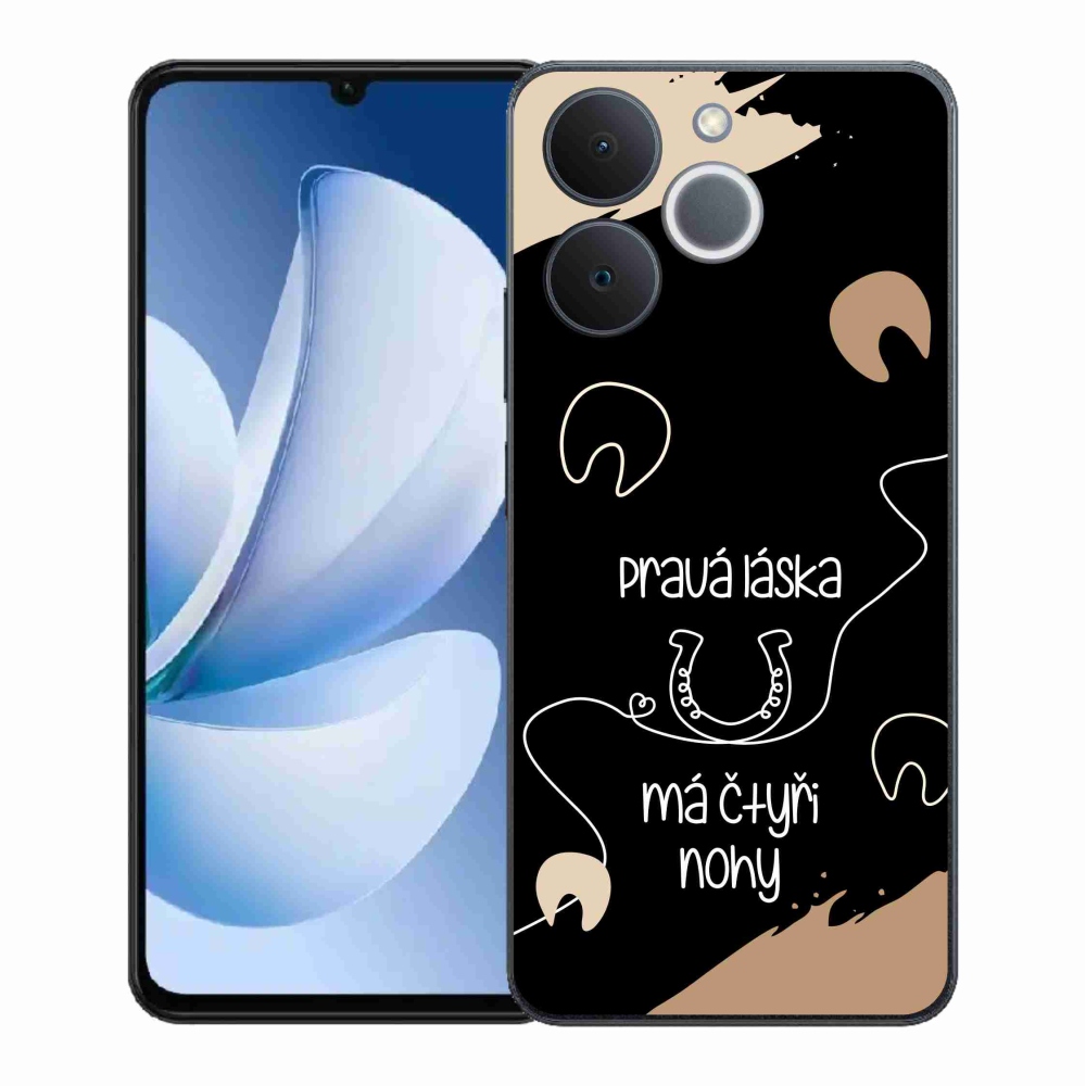 Gélový kryt mmCase na Realme Note 70T - konský motív čierne pozadie