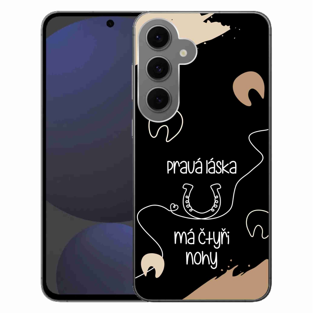 Gélový kryt mmCase na Samsung Galaxy S24 FE - konský motív čierne pozadie