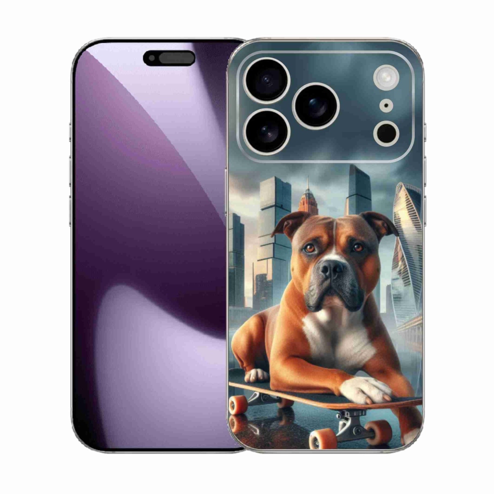 Gélový kryt mmCase na iPhone 17 Pro - pes na skateboarde