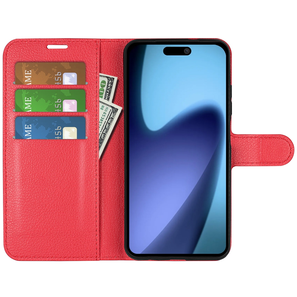 Litchi knižkové puzdro na iPhone 17 Air - červené
