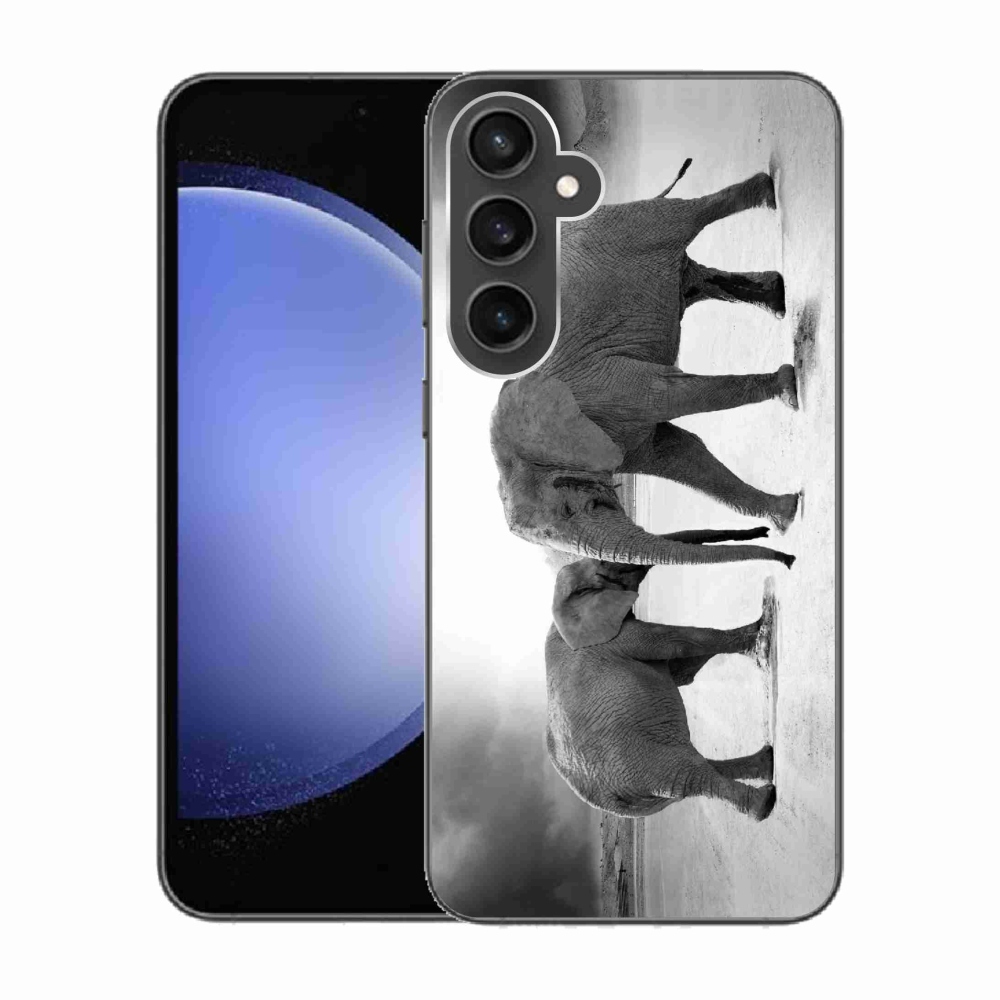 Gélový kryt mmCase na Samsung Galaxy S23 FE - čiernobieli slony