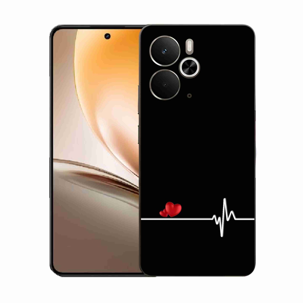 Gélový kryt mmCase na Realme 14 5G - srdce a tep čierne pozadie