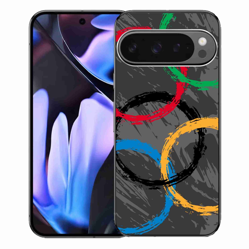 Gélový kryt mmCase na Google Pixel 9 Pro XL - olympijské kruhy čierne pozadie