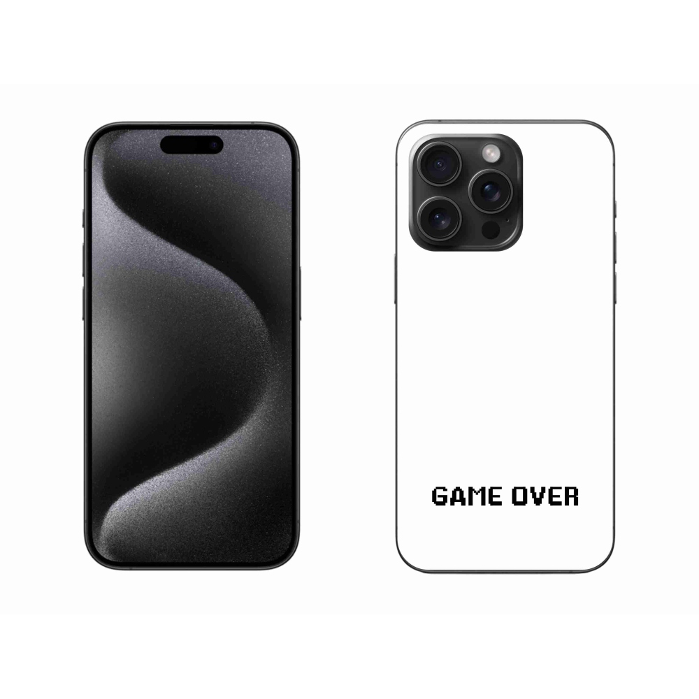 Gélový kryt mmCase na iPhone 15 Pro Max - game over biele pozadie