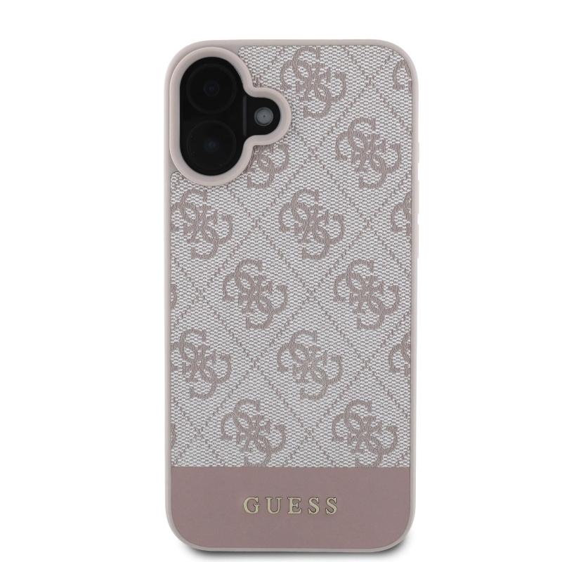 Guess PU 4G Stripe Zadný Kryt pre iPhone 16 Pink