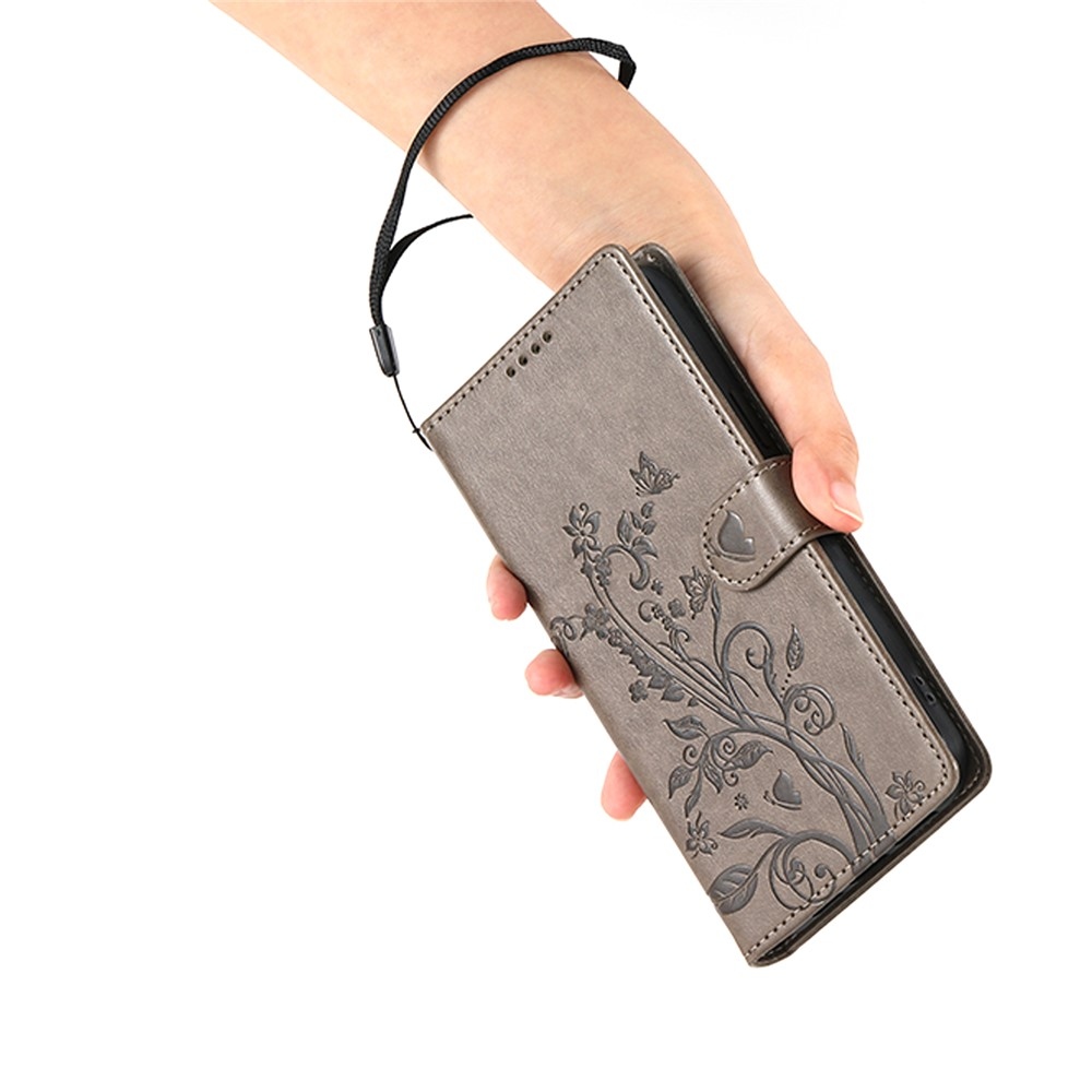 Flowery knižkové puzdro na Xiaomi Redmi 15 5G (169mm) - šedé