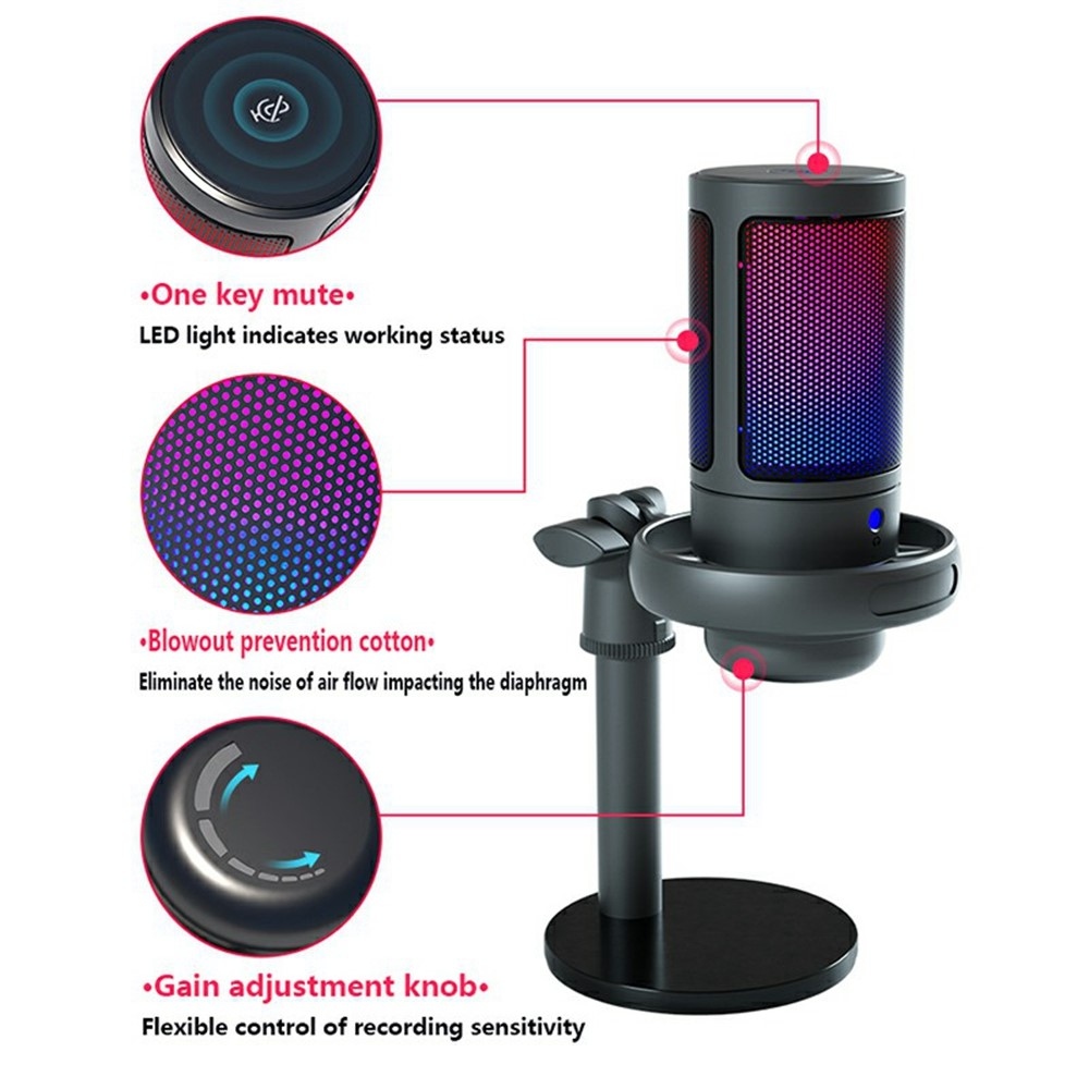 ME6S USB kondenzátorový mikrofón s pop filtrom a stojanom