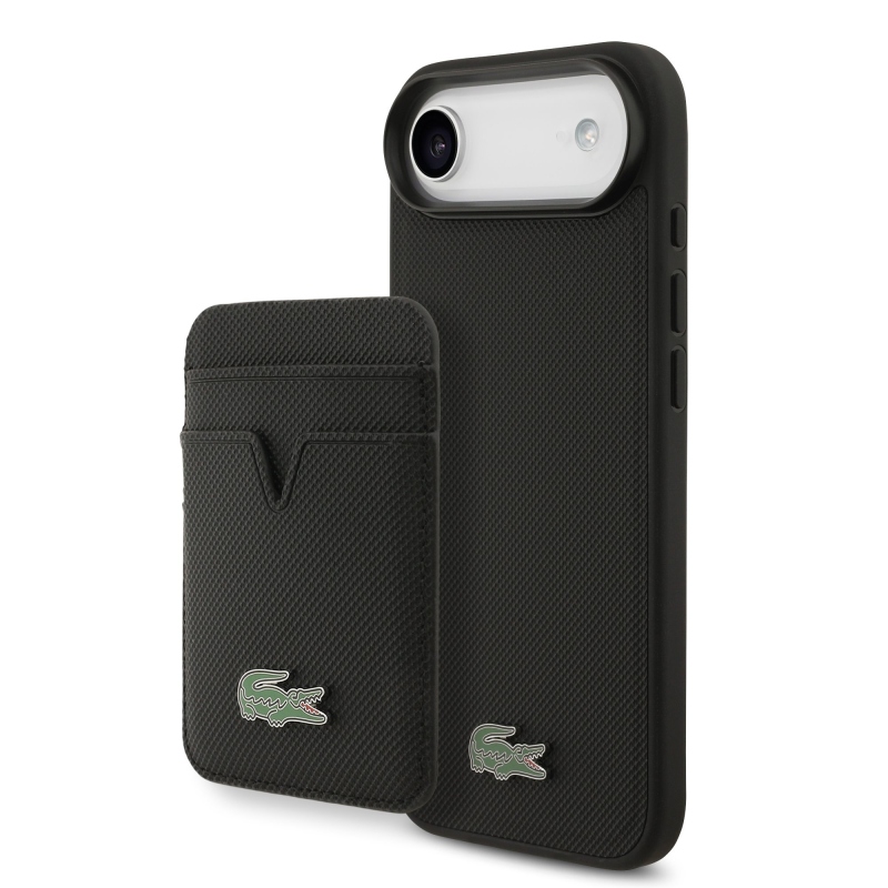 Lacoste Iconic Petit Pique Zadný kryt MagSafe + peňaženka pre iPhone Air Black