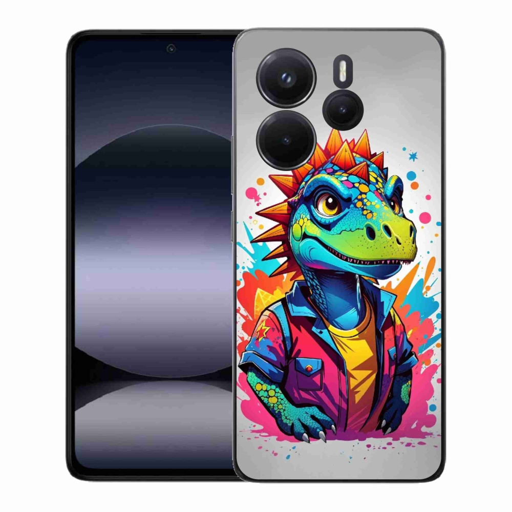 Gélový kryt mmCase na Xiaomi Redmi Note 14 - farebný dinosaurus