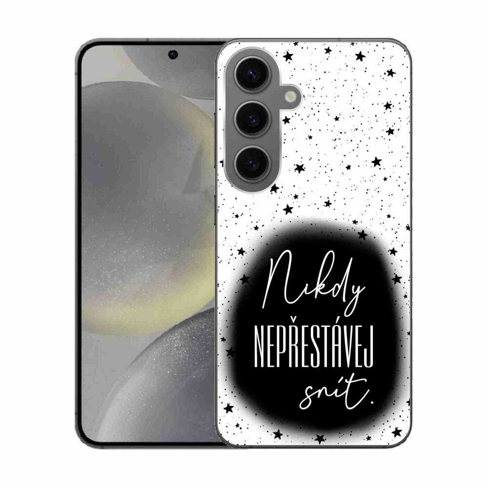 Gélový kryt mmCase na Samsung Galaxy S24 - citát 1 čiernobiele pozadie