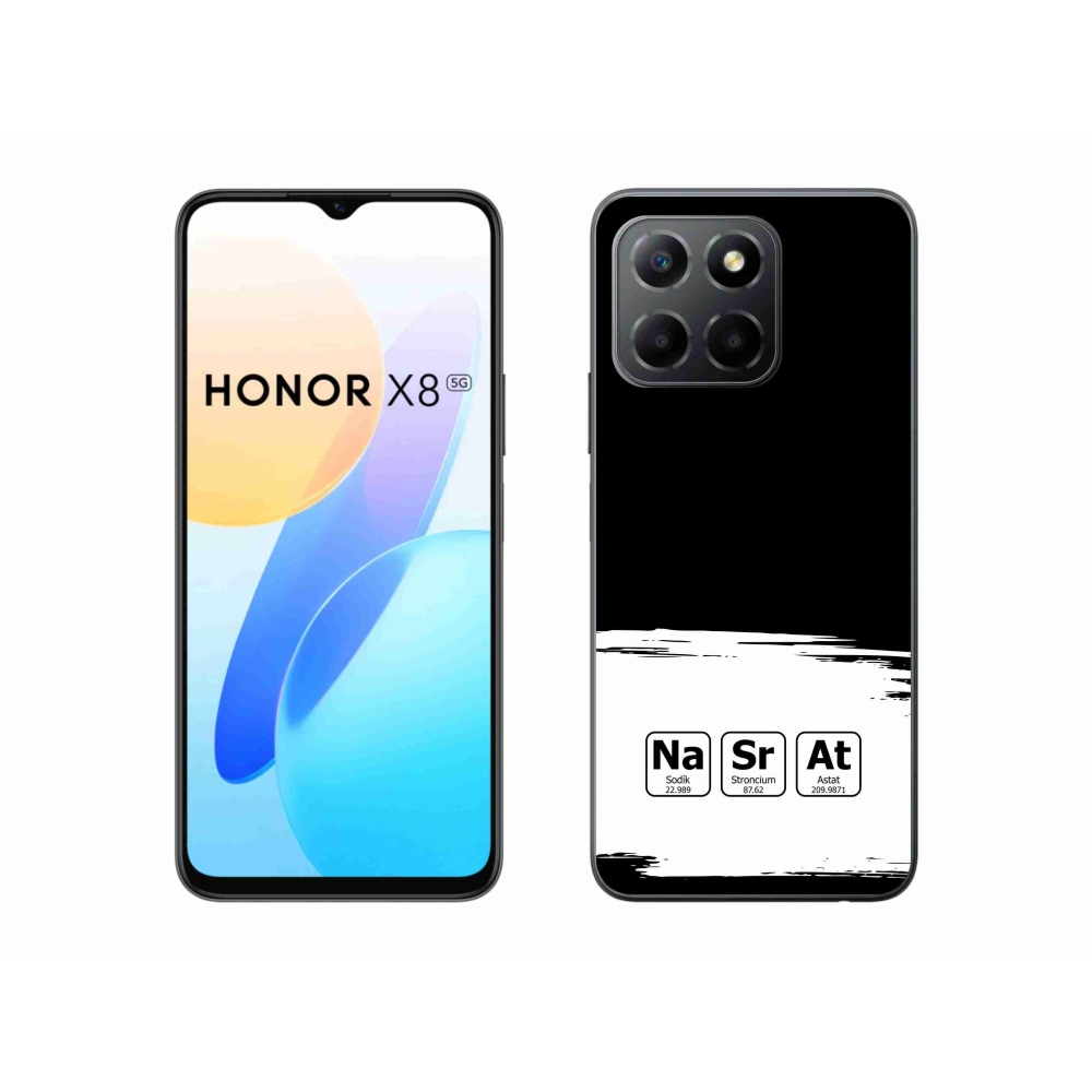 Gélový kryt mmCase na Honor X8 5G/Honor 70 Lite 5G - chemické prvky bieločierne pozadie