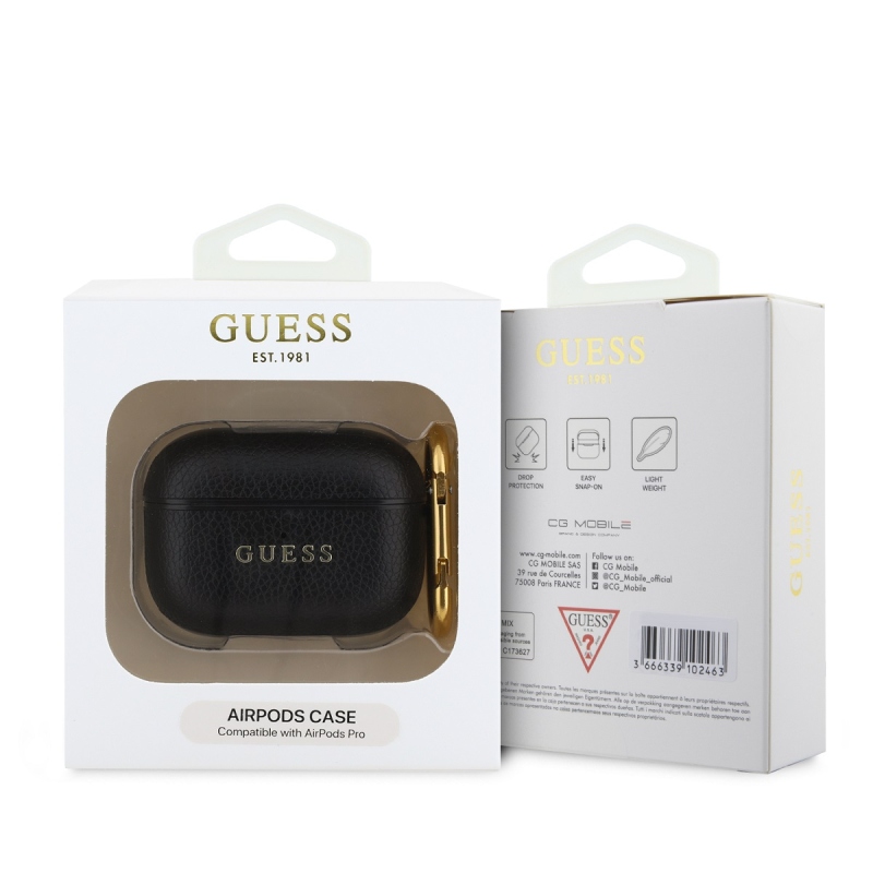 Guess PU Grained Classic Logo Puzdro pre AirPods Pro Black