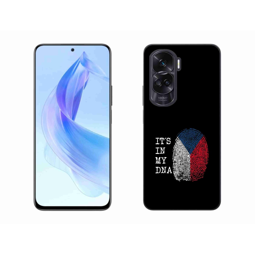 Gélový kryt mmCase na Honor 90 Lite - vlajka odtlačok prsta čierne pozadie