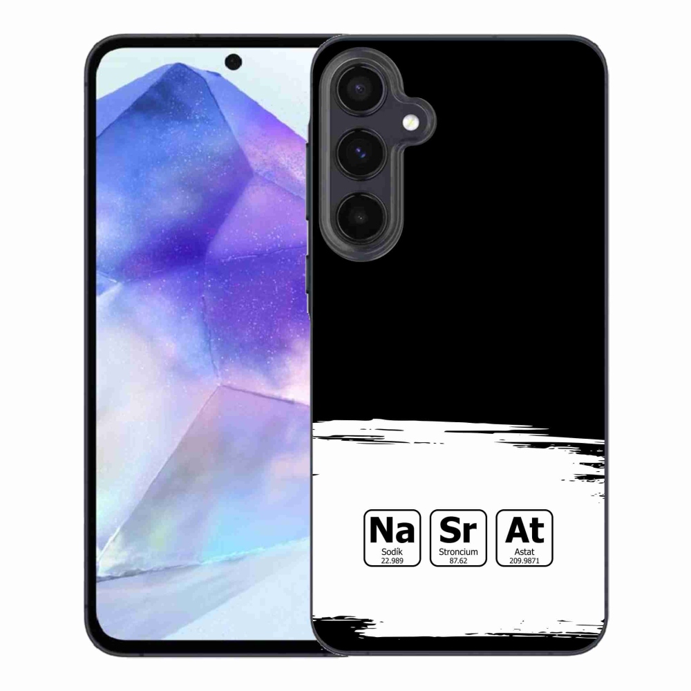 Gélový kryt mmCase na Samsung Galaxy A55 5G - chemické prvky bieločierne pozadie