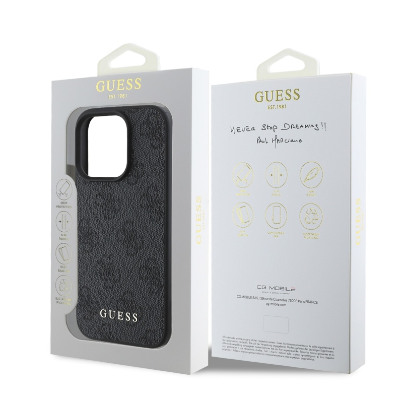 Guess 4G Charm Zadný Kryt pre iPhone 16 Pro Tone on Tone Grey