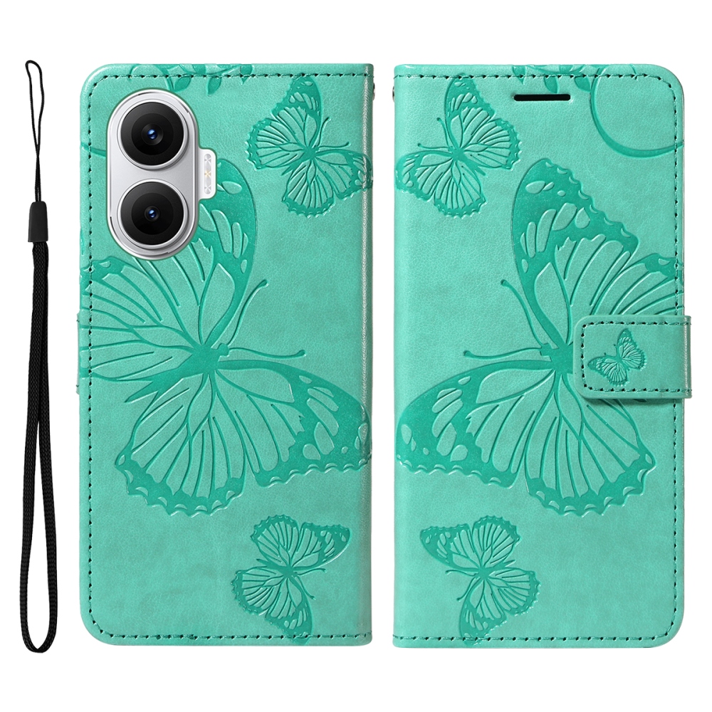 Big Butterfly knižkové púzdro na Xiaomi Poco F7 5G - modrozelené