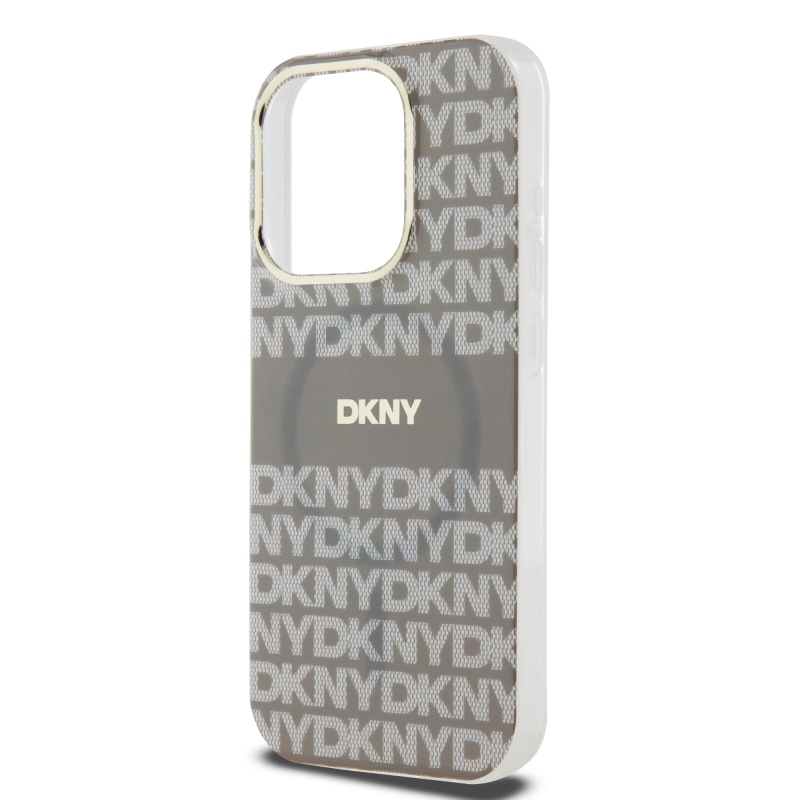 DKNY PC/TPU Repeat Pattern Tonal Stripe Magsafe Zadný Kryt pre iPhone 14 Pro Max Beige