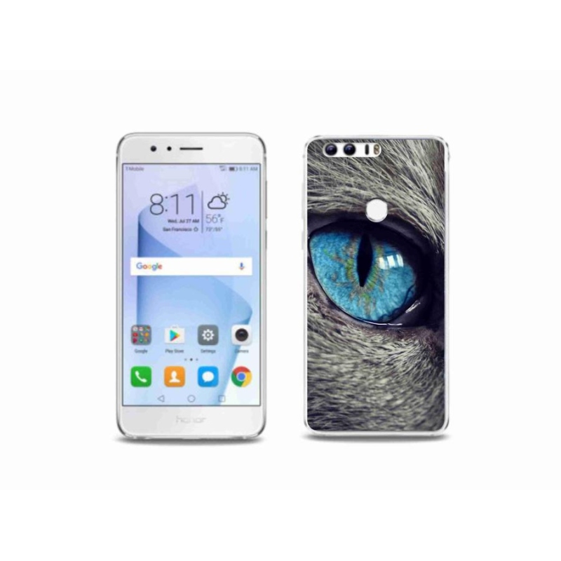 Gélové puzdro mmCase na mobil Honor 8 - modré mačacie oko