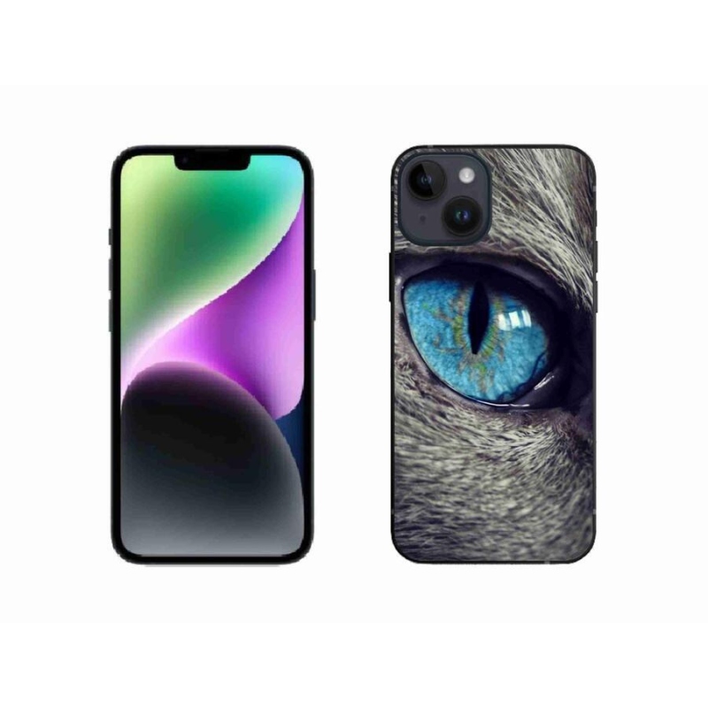 Gélové puzdro mmCase na mobil iPhone 14 - modré mačacie oko