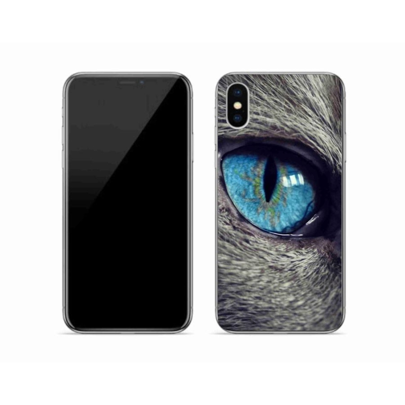Gélové puzdro mmCase na mobil iPhone XS - modré mačacie oko
