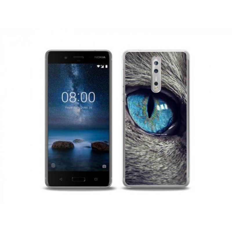 Gélové puzdro mmCase na mobil Nokia 8 - modré mačacie oko