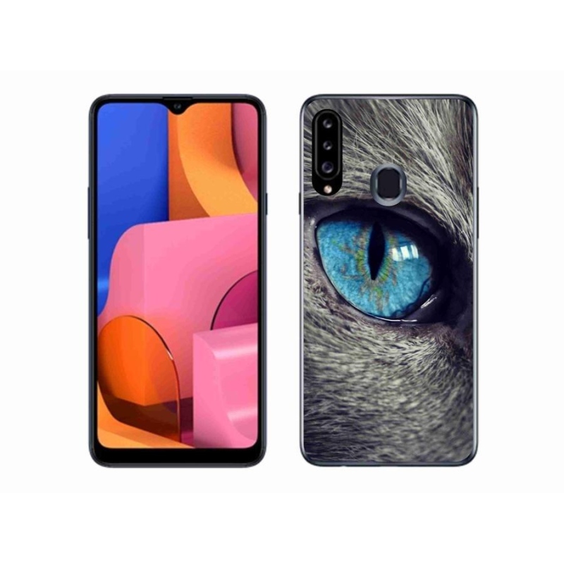 Gélové puzdro mmCase na mobil Samsung Galaxy A20s - modré mačacie oko