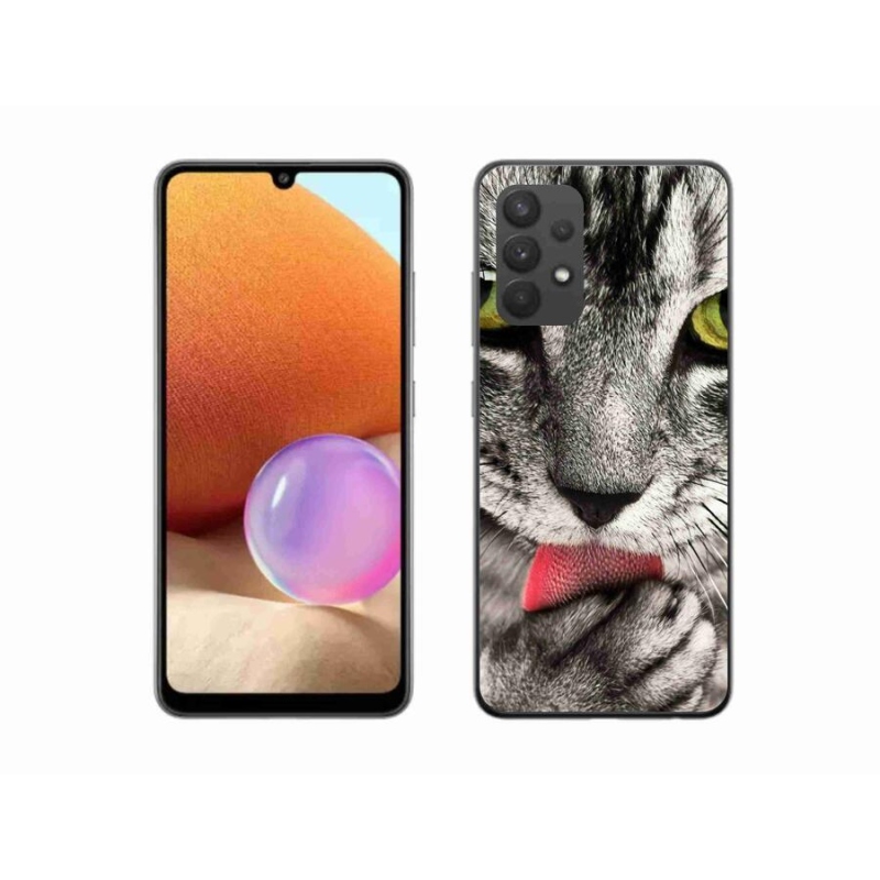 Gélové puzdro mmCase na mobil Samsung Galaxy A32 4G - zelené mačacie oči