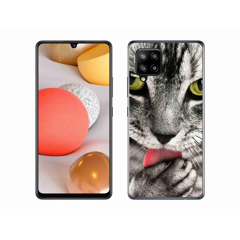 Gélové puzdro mmCase na mobil Samsung Galaxy A42 5G - zelené mačacie oči
