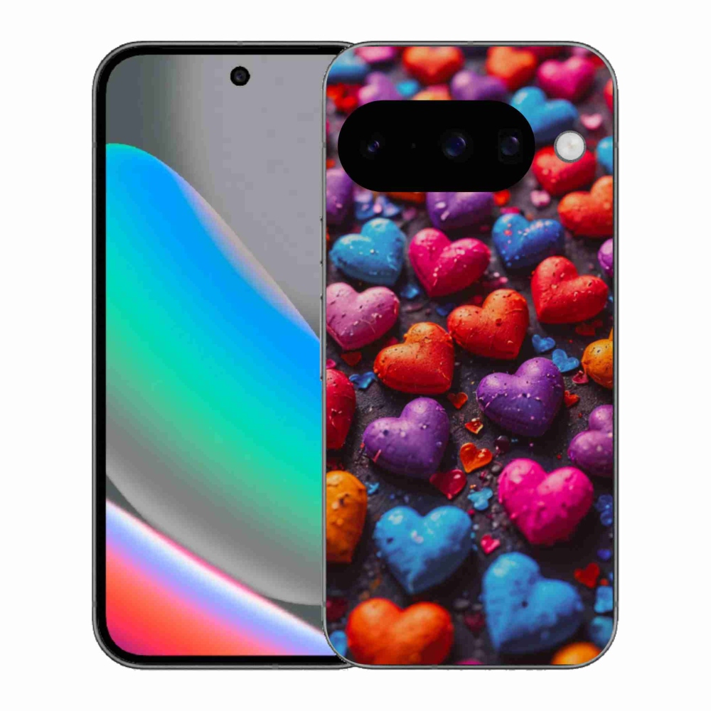 Gélový kryt mmCase na Google Pixel 10 - farebné srdcia