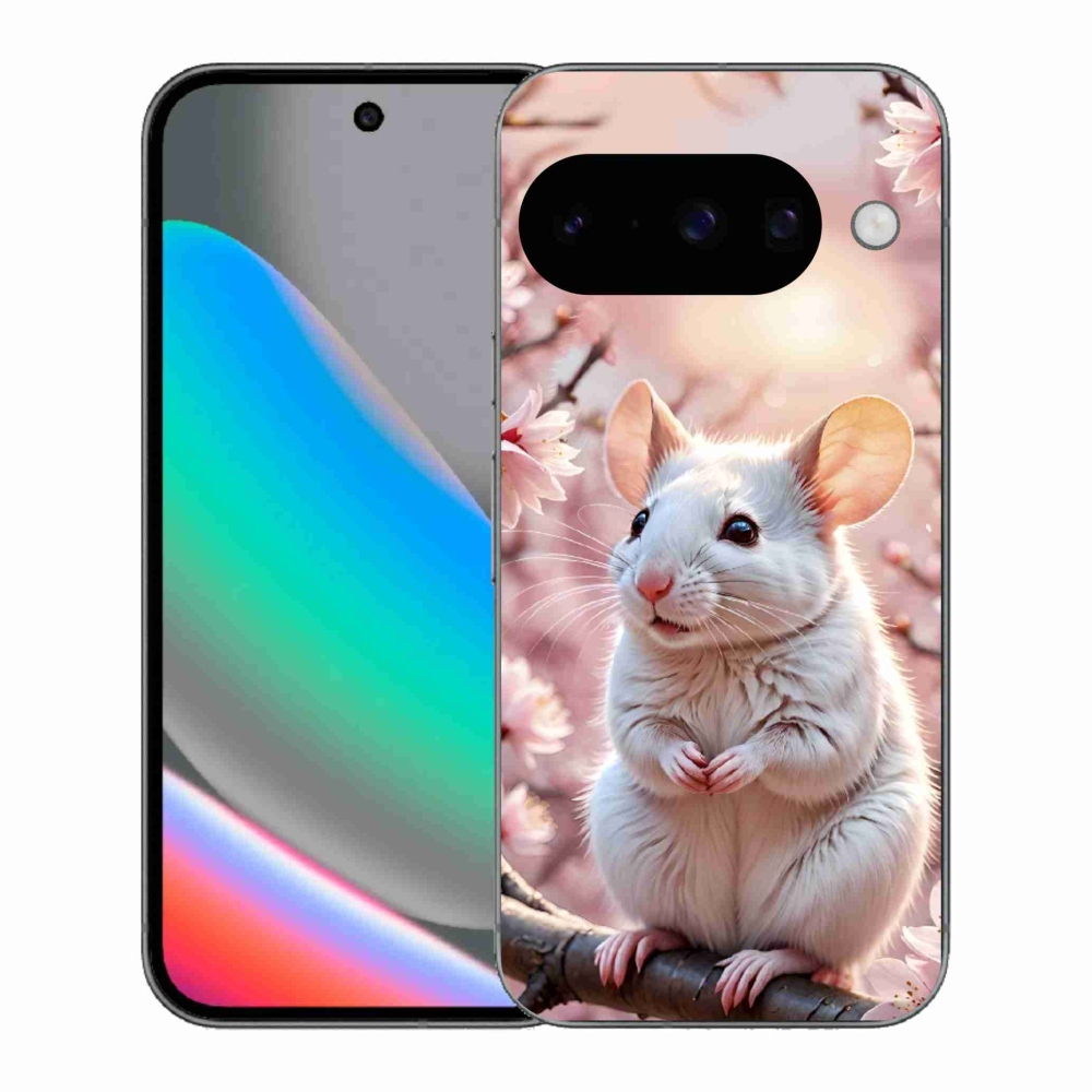 Gélový kryt mmCase na Google Pixel 10 - biela myš na vetve