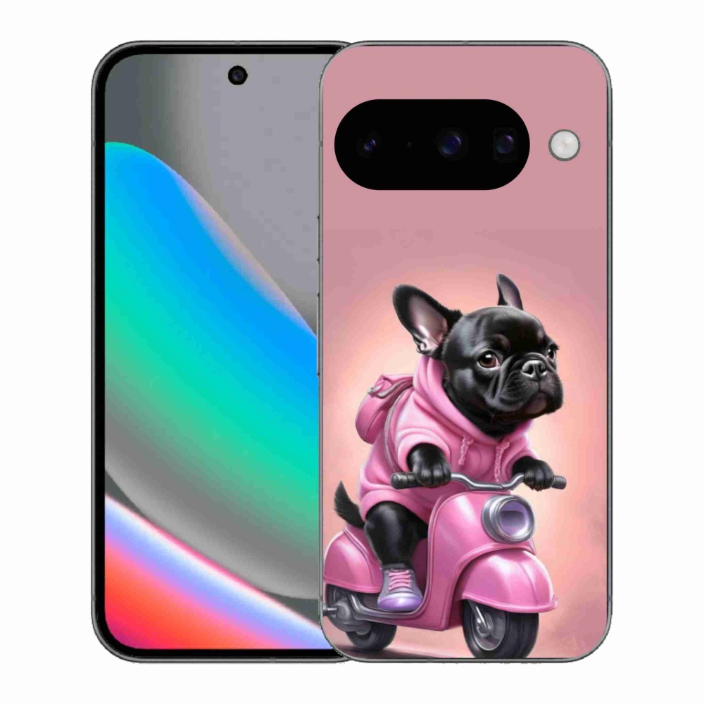 Gélový kryt mmCase na Google Pixel 10 - francúzsky buldoček na skútri