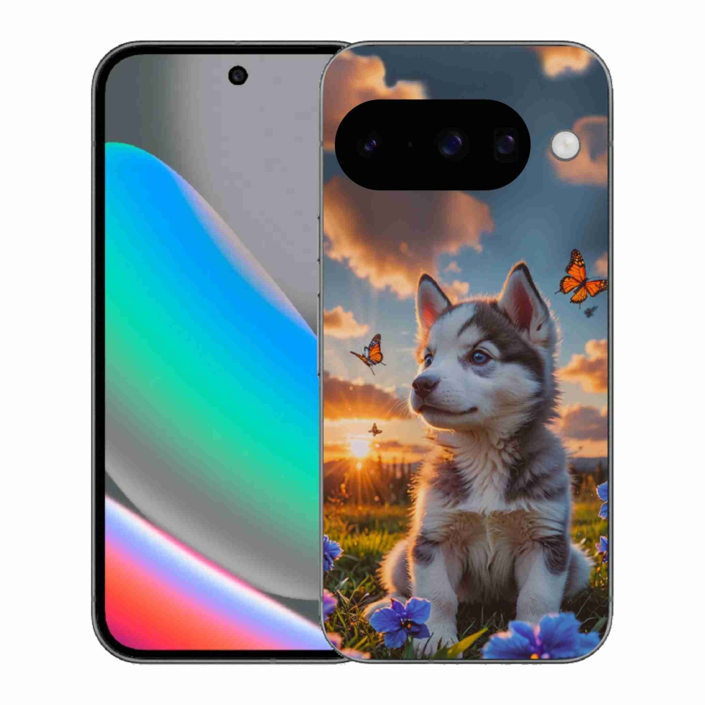 Gélový kryt mmCase na Google Pixel 10 - husky pri západe slnka