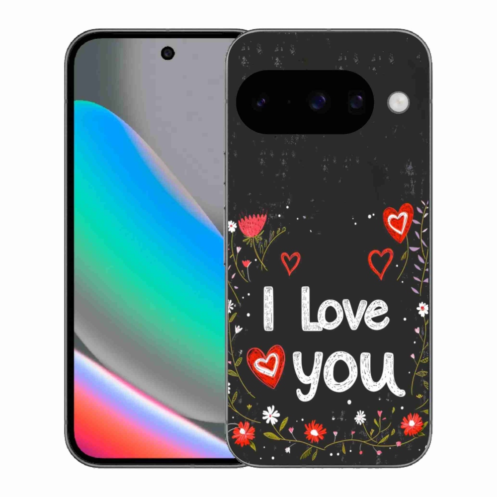 Gélový kryt mmCase na Google Pixel 10 - I love you čierne pozadie