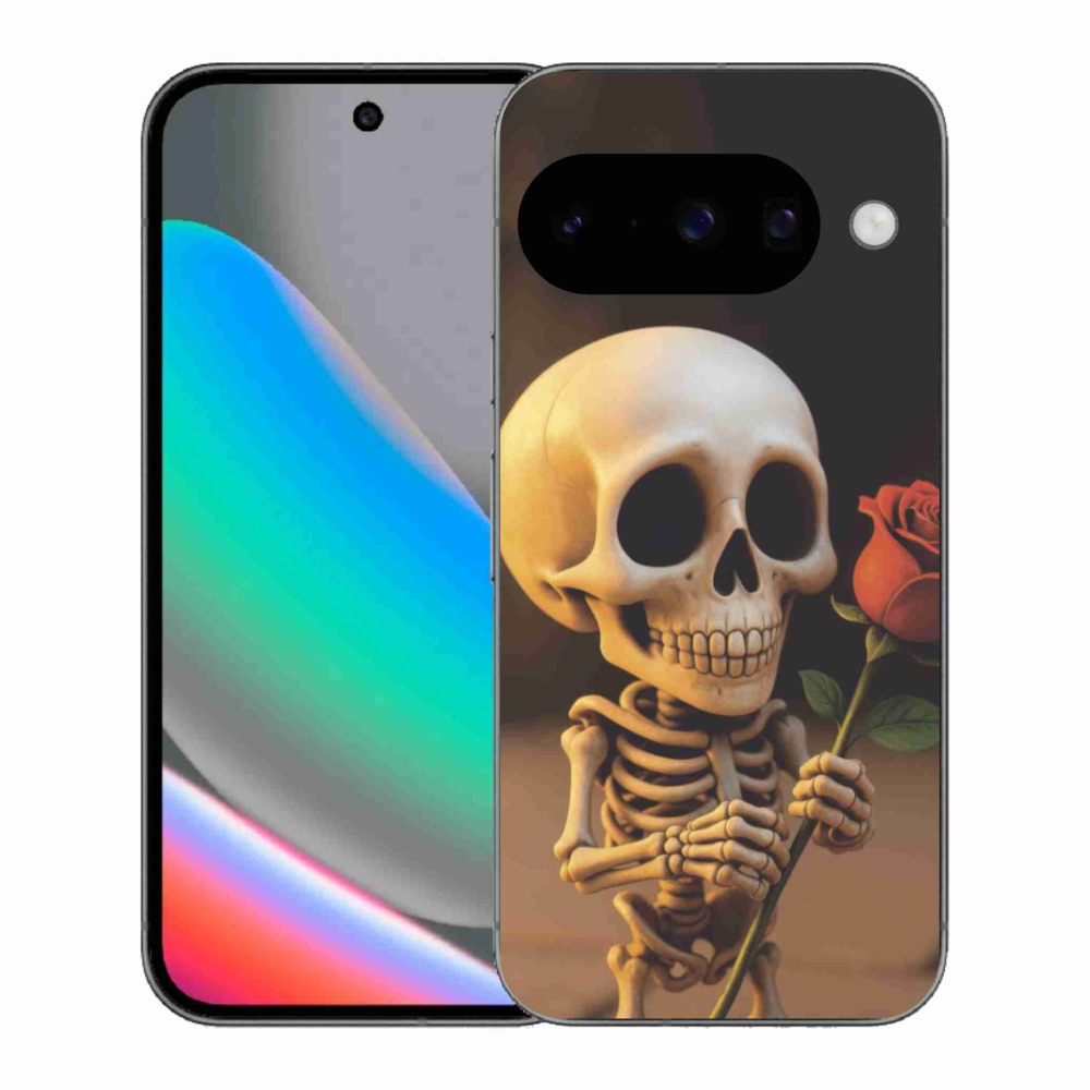 Gélový kryt mmCase na Google Pixel 10 - kostlivec s ružou