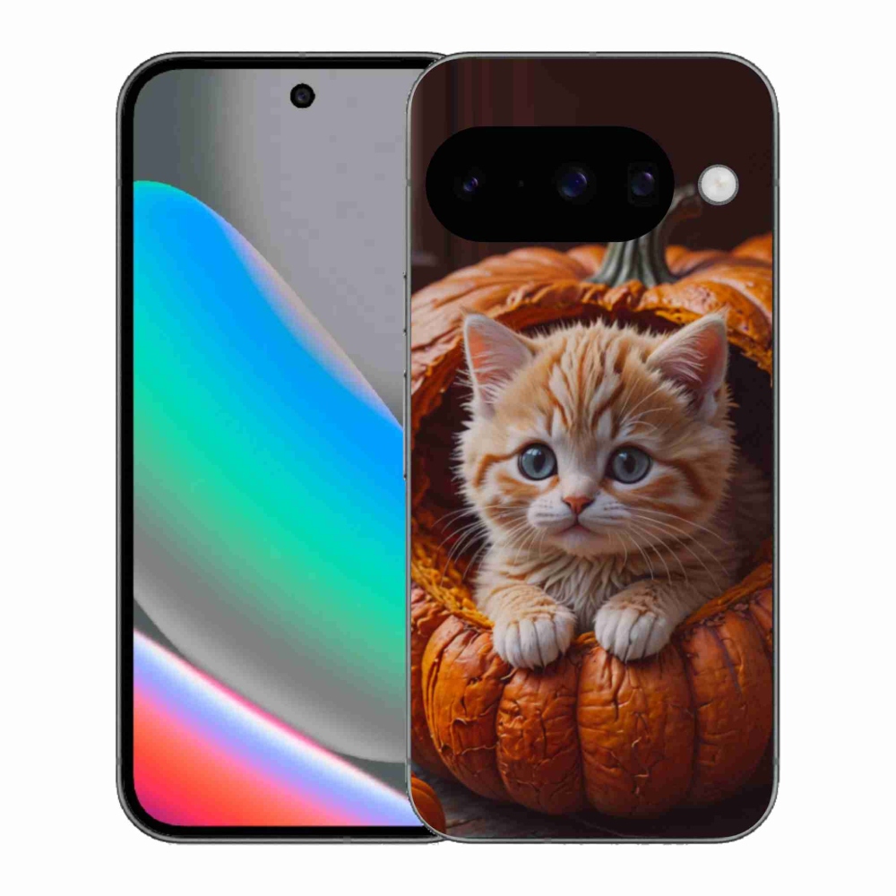 Gélový kryt mmCase na Google Pixel 10 - mačiatko a tekvica 2