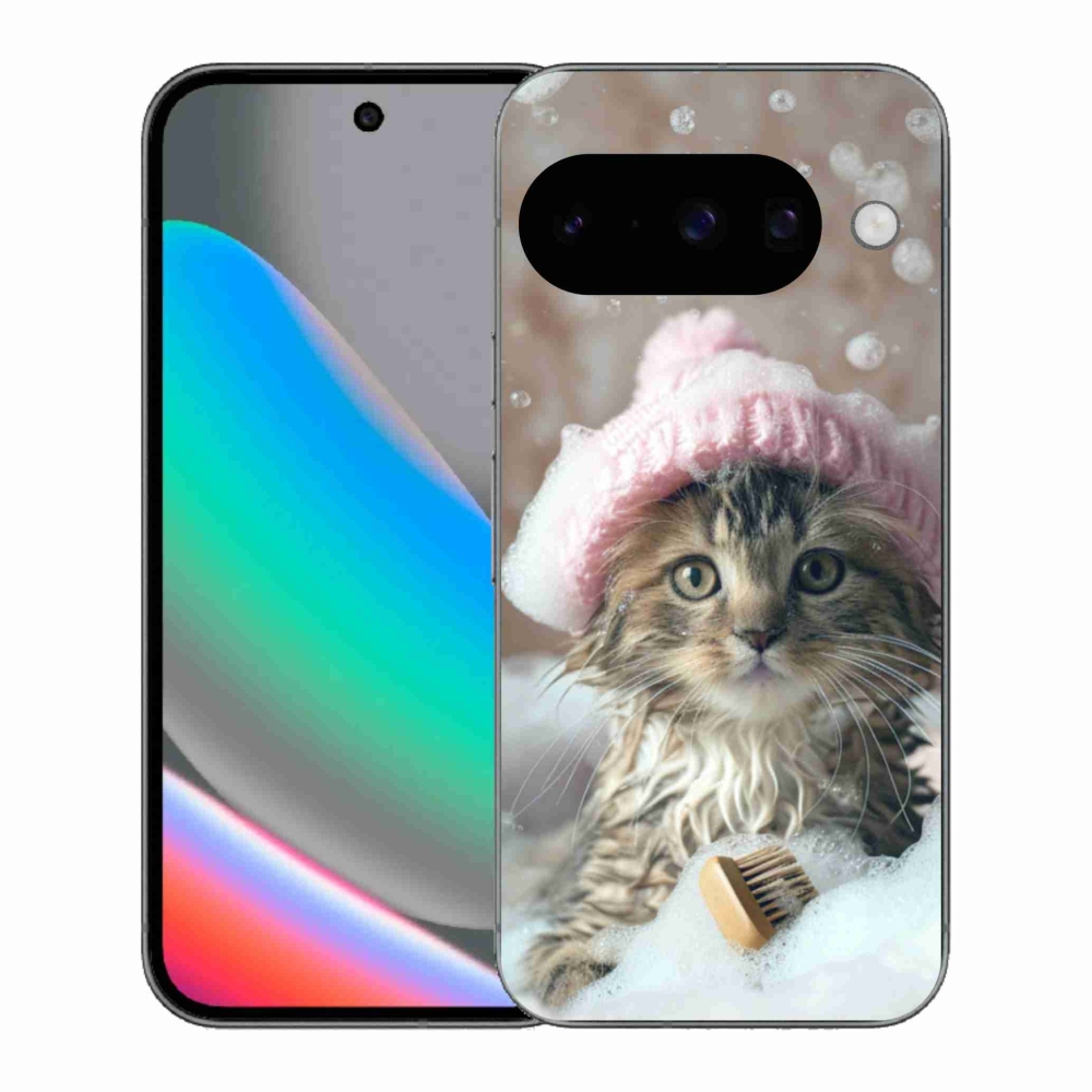Gélový kryt mmCase na Google Pixel 10 - mačiatko a kúpeľ
