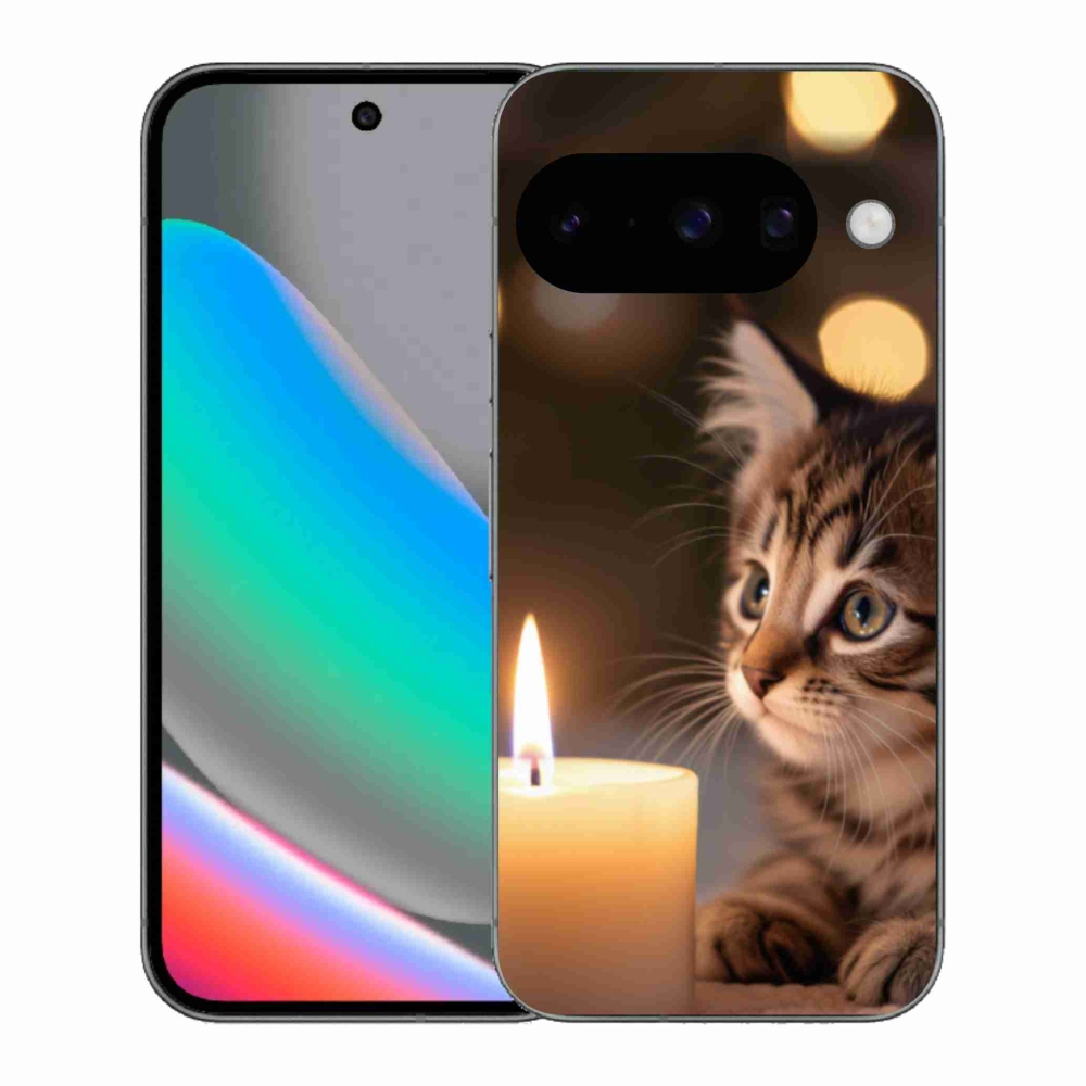 Gélový kryt mmCase na Google Pixel 10 - mačiatko a sviečka