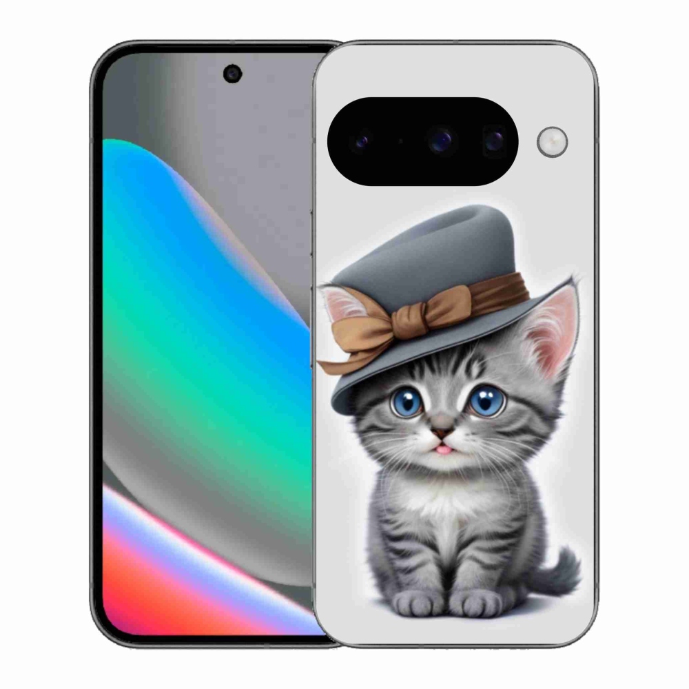 Gélový kryt mmCase na Google Pixel 10 - mačiatko s klobúkom