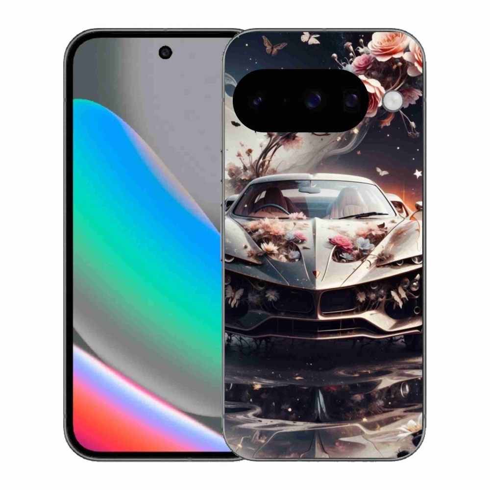 Gélový kryt mmCase na Google Pixel 10 - kvetinový športový automobil