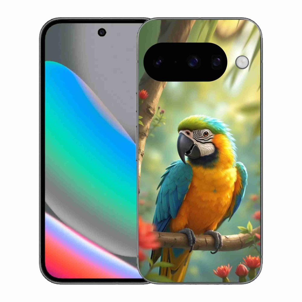 Gélový kryt mmCase na Google Pixel 10 - papagáj ara modrožltá