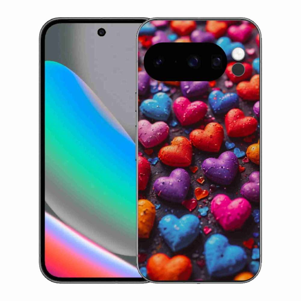 Gélový kryt mmCase na Google Pixel 10 Pro - farebné srdcia