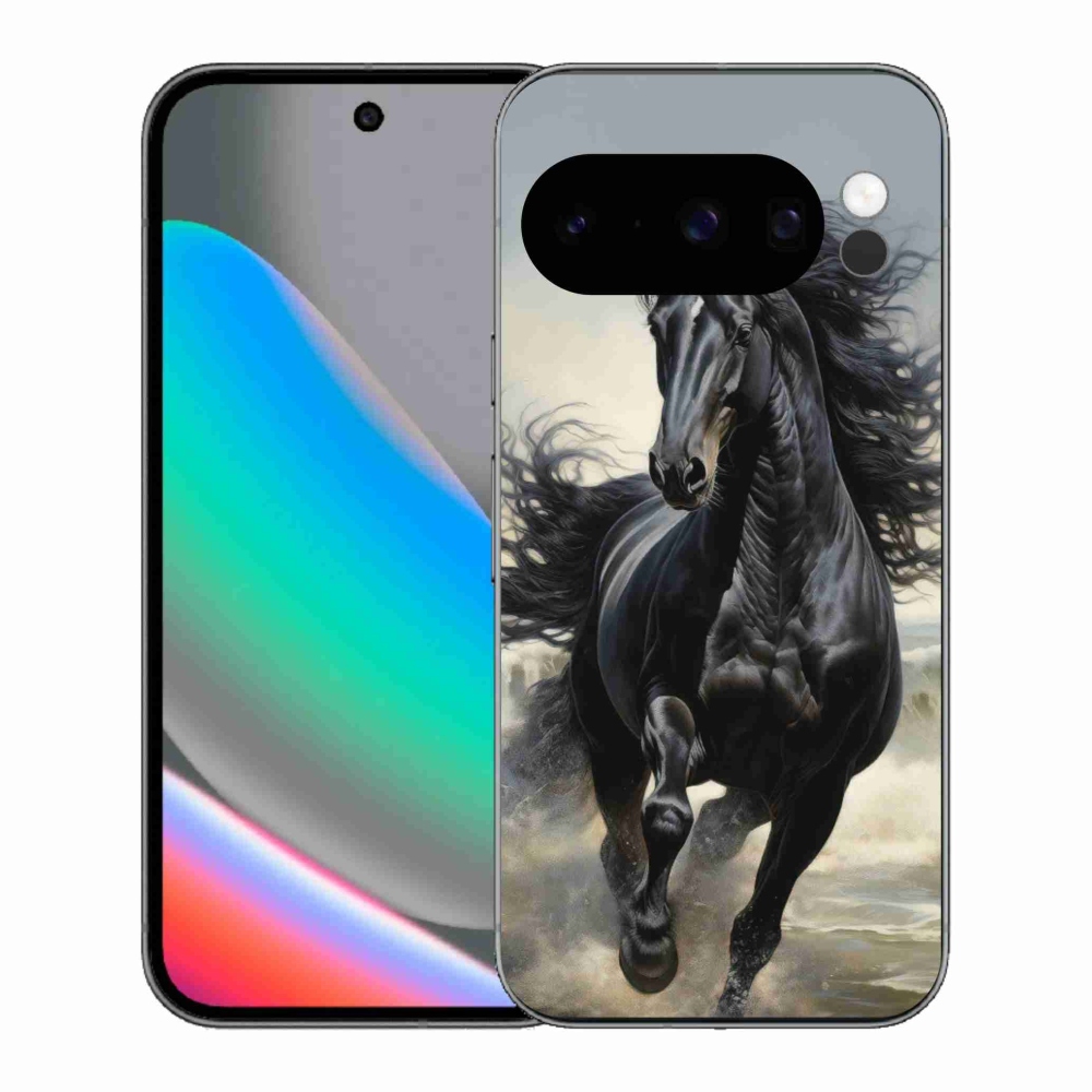Gélový kryt mmCase na Google Pixel 10 Pro - bežiaci čierny kôň