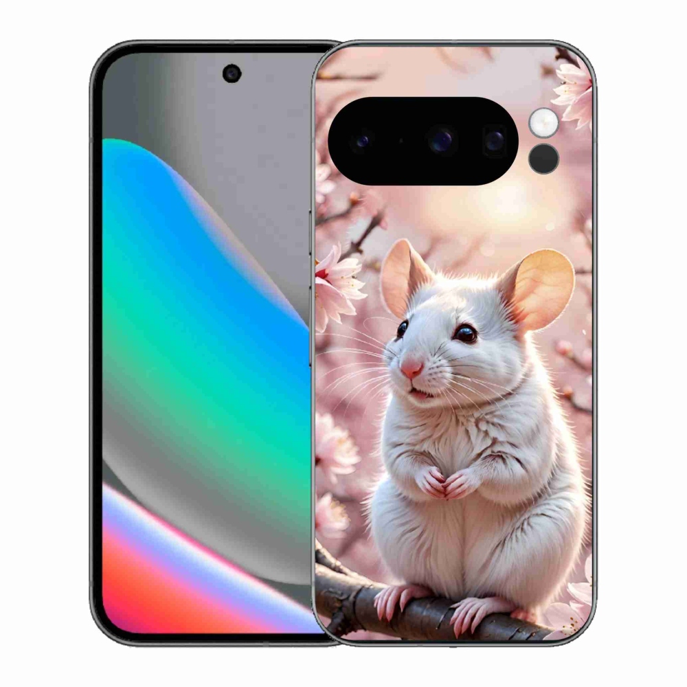Gélový kryt mmCase na Google Pixel 10 Pro - biela myš na vetve