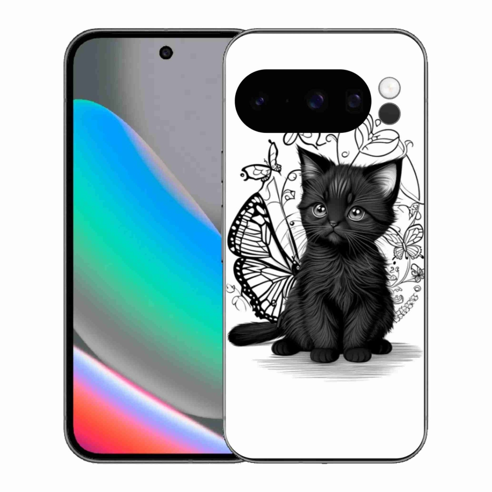 Gélový kryt mmCase na Google Pixel 10 Pro - čierne mačiatko