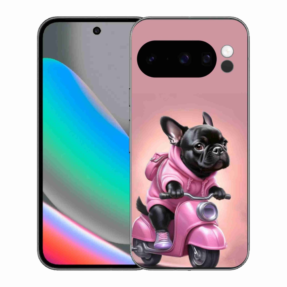 Gélový kryt mmCase na Google Pixel 10 Pro - francúzsky buldoček na skútri