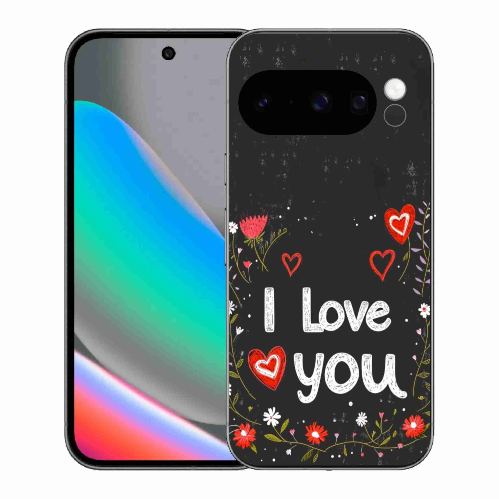 Gélový kryt mmCase na Google Pixel 10 Pro - I love you čierne pozadie