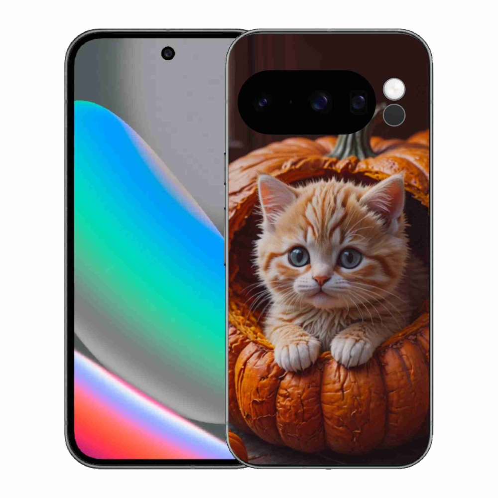 Gélový kryt mmCase na Google Pixel 10 Pro - mačiatko a tekvica 2